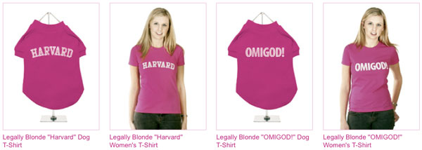 the legally blonde harvard t-shirt and omigod! t-shirt for you and your chihuahua!