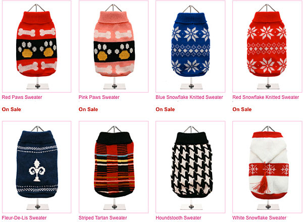 click here to shop for dog sweaters on sale!