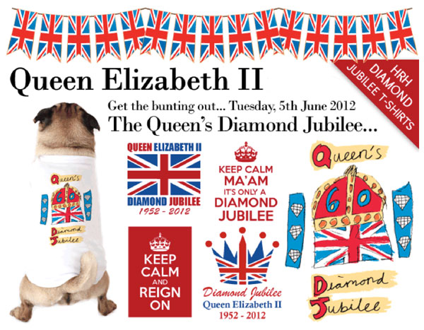the queen’s diamond jubilee dog t-shirts!