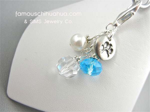 turquoise crystal with metal dog paw charm pendant