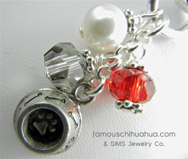 attachable red cobalt crystal with dog dish pendant