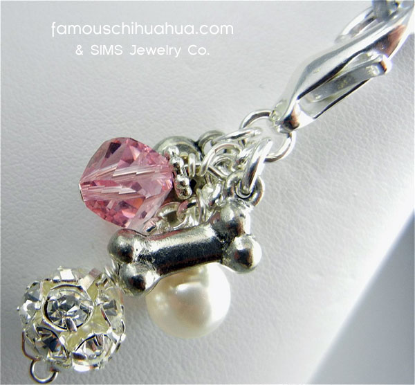 pink swarovski helix crystal bling dog pendant