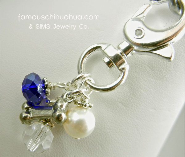 blue cobalt crystal with dog bone attachable pendant