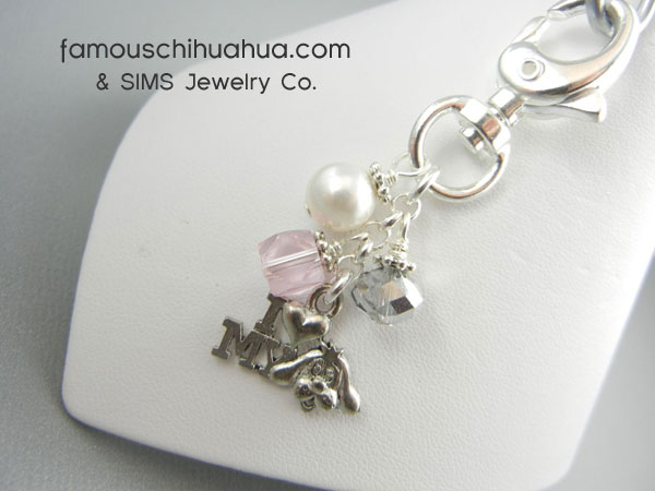 i love my dog pink crystal attachable dog pendant