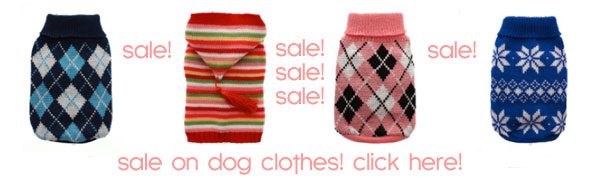 sale on dog clothes! click here!