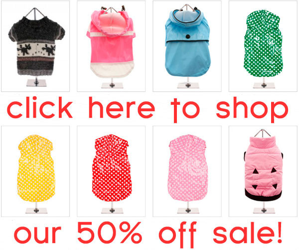 shop our 50% OFF sale on dog clothes